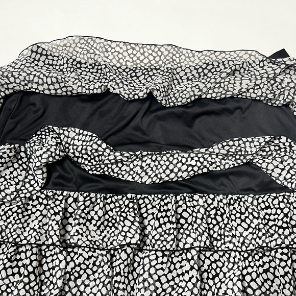 White & Black Polka Dot Tiered Skirt Mini Mid Ruffle Casual Summer Vacation Boho - Picture 7 of 15